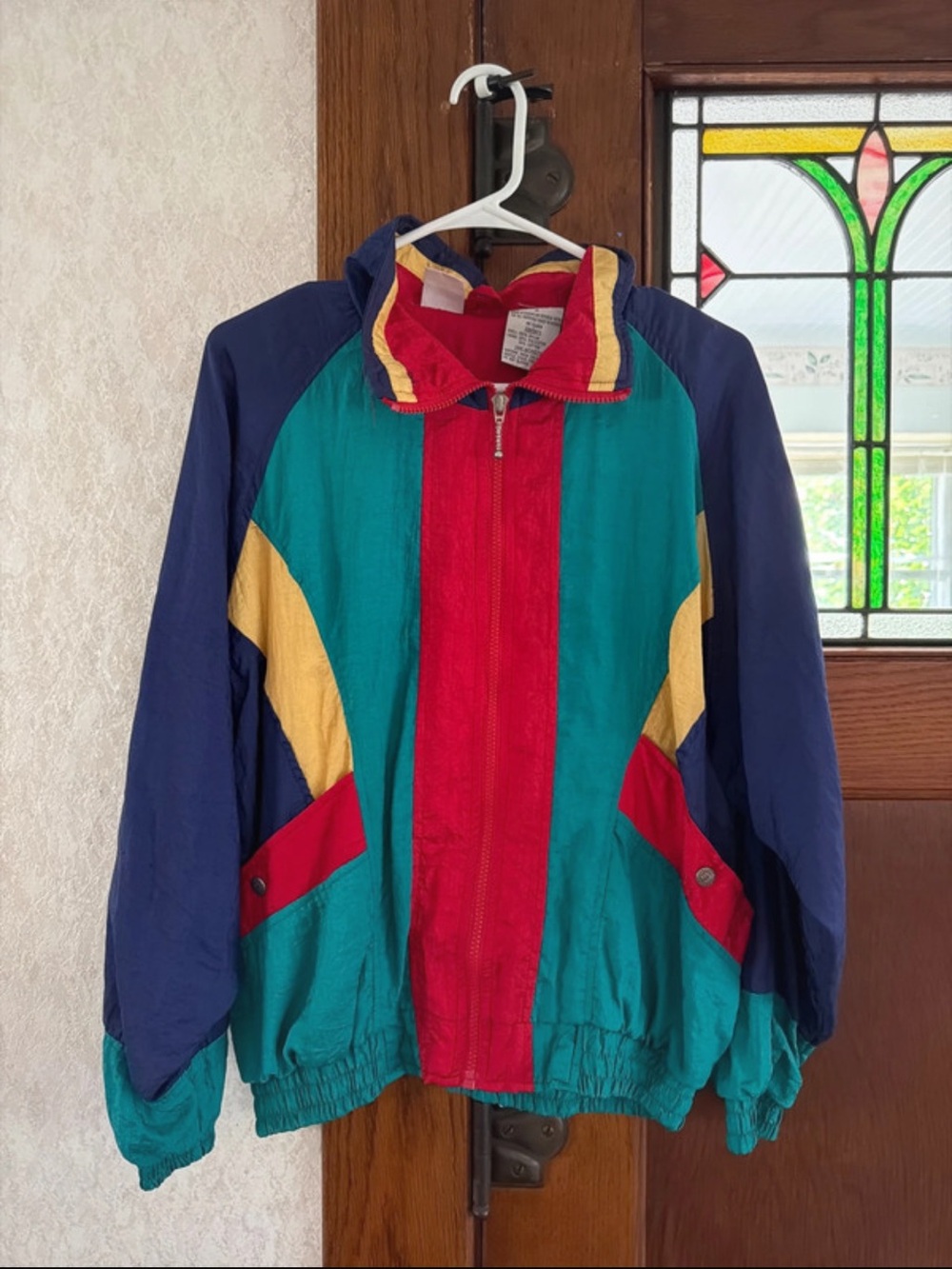Athletic Works Colorblock Windbreaker Jacket in Teal, Red, Navy, Yellow